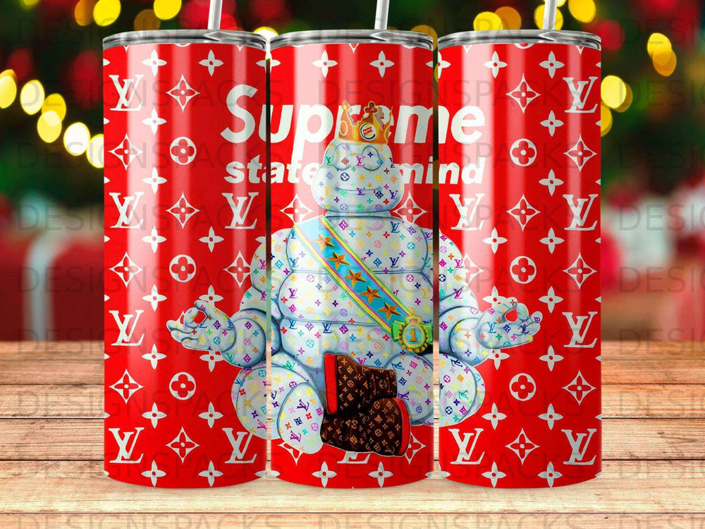 Supreme State of Mind graphic with repeating LV pattern.