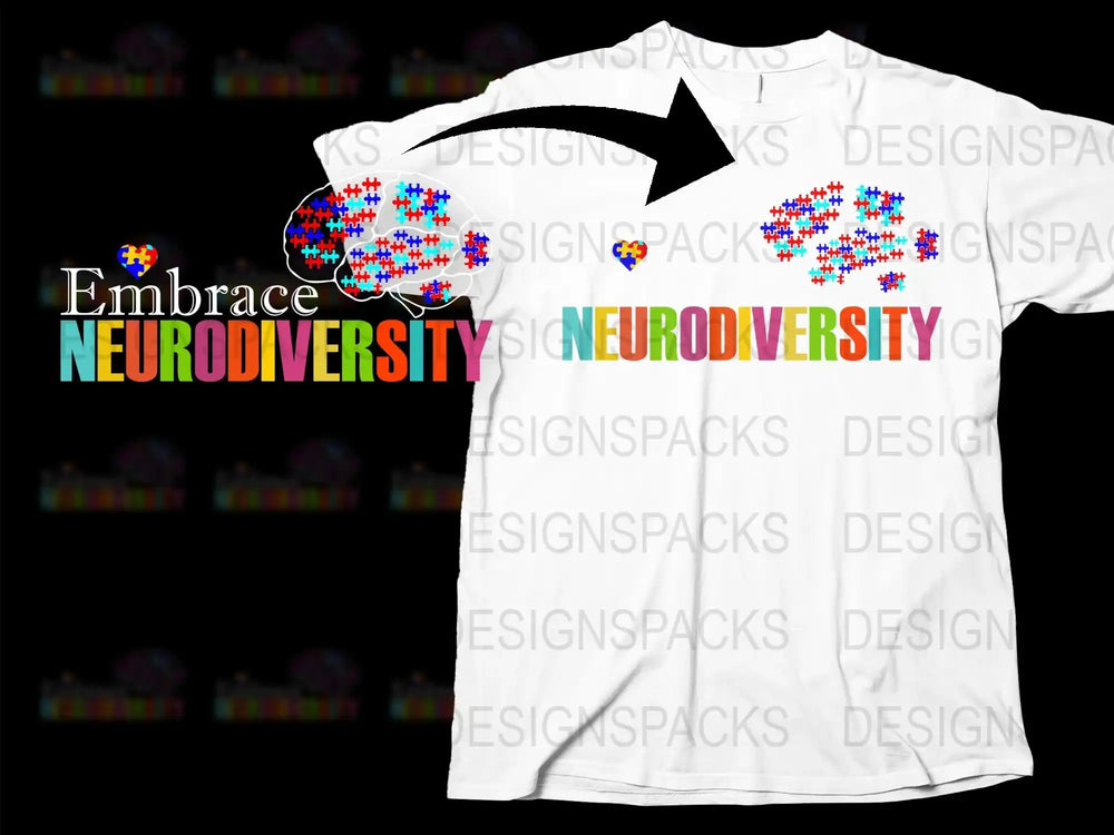 Embrace Neurodiversity Puzzle Pieces T-Shirt, Autism Awareness Colorful Tee, Unisex Adult Clothing