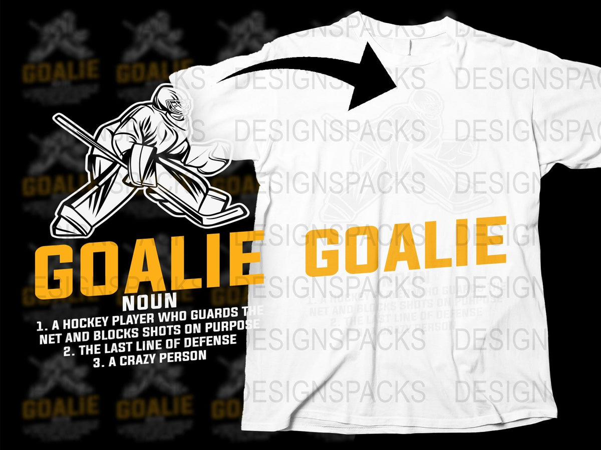 Goalie Hockey T-Shirt, White Tee with Graphic Print, Sports Fan Shirt, Ice Hockey Apparel, Unique Gift for Hockey Lovers