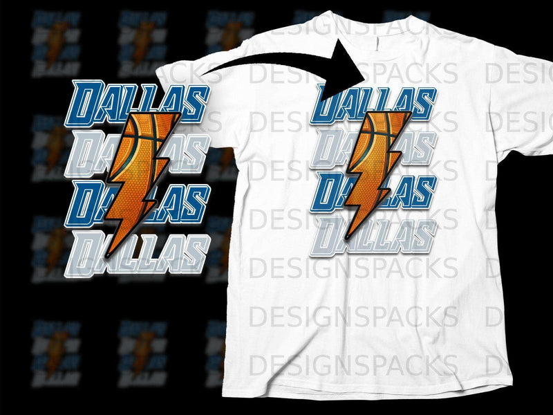 Dallas Basketball Lightning Bolt Graphic T-shirt
