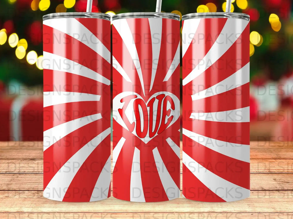 Love Heart Red White Stripe Pattern Tumbler product type