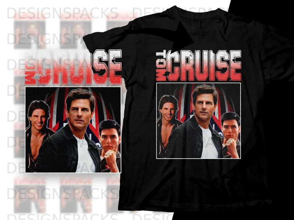 Tom Cruise montage shirt print with "Top Gun: Maverick" text.