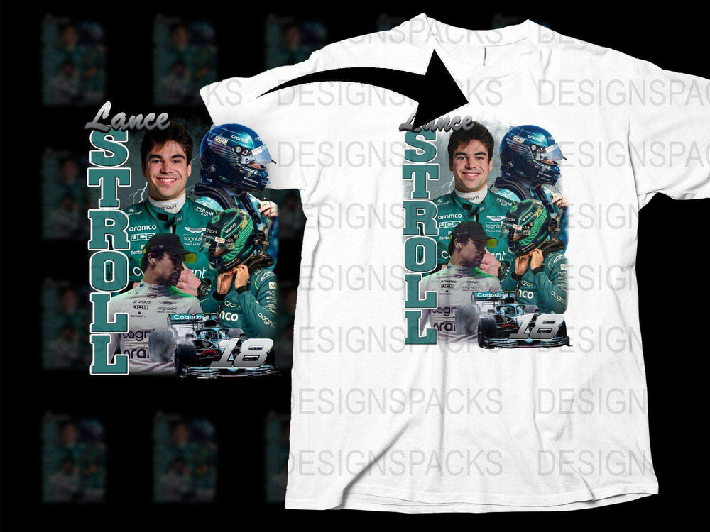 Racing Driver Graphic T-Shirt, Motorsport Fan Apparel, Lance Stroll Inspired Design, Unique Full Print Shirt