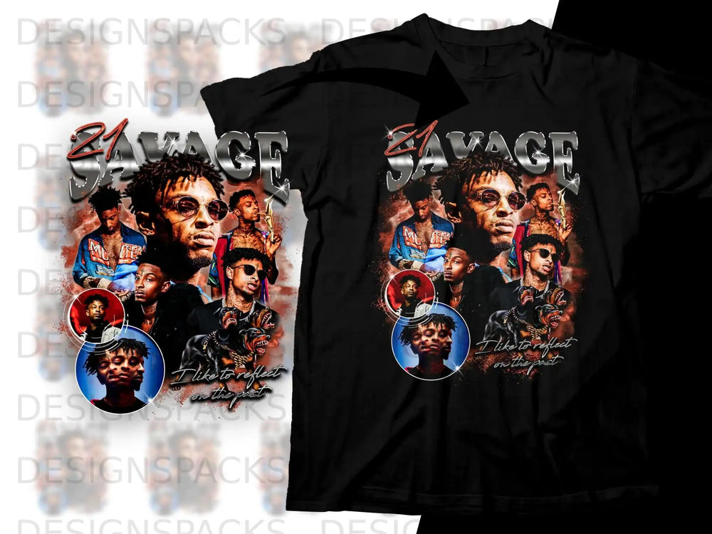 21 Savage graphic t-shirt with collage of the artist and text.
