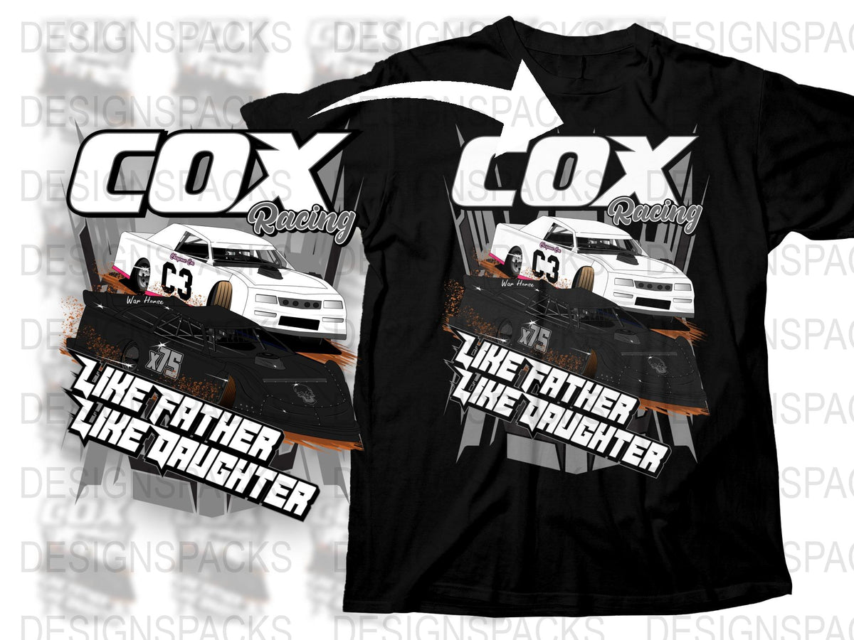 Racing Car T-Shirt, Like Father Like Daughter, Cox Racing, Family Matching Tees, Motorsport Apparel