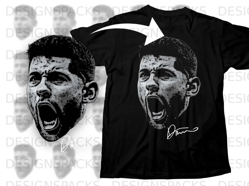 Intense Expression Graphic Tee Shirt with Signature