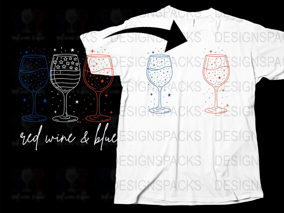 Patriotic Red Wine and Blue T-Shirt, American Flag Colors, 4th of July Celebration Top, Unisex Graphic Tee