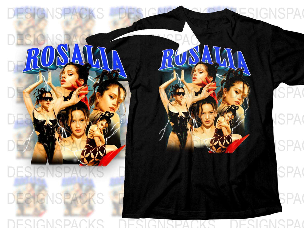 Rosalia Graphic T-Shirt, Pop Singer Photo Print Tee, Unisex Black Music Fan Top