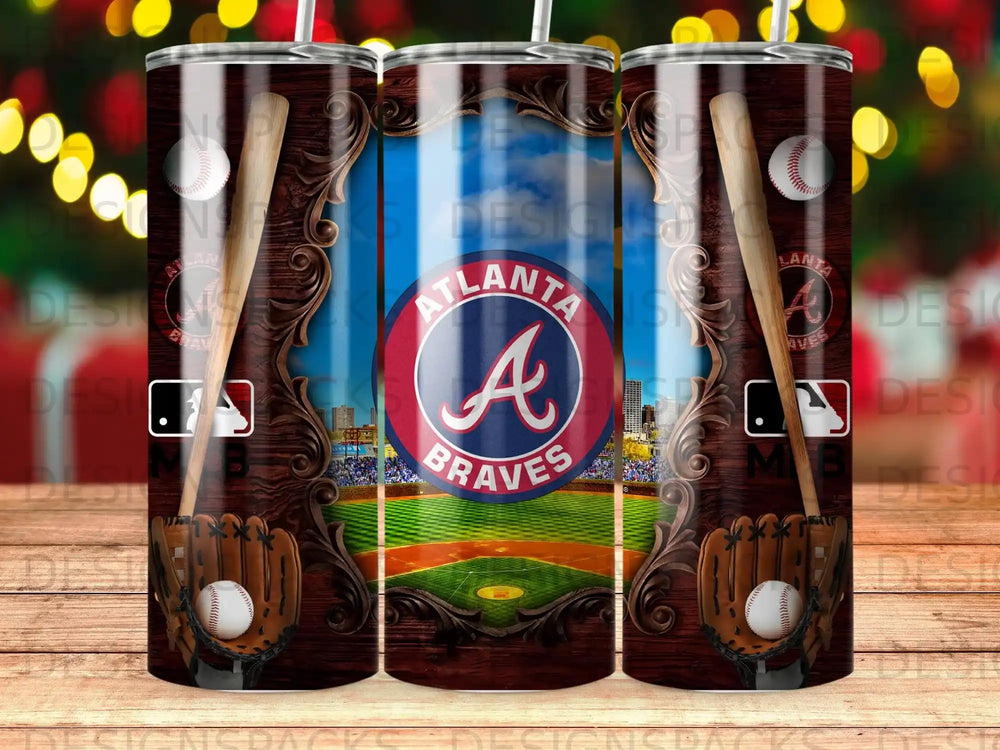 Atlanta Braves baseball team logo with baseball bats and mitt.