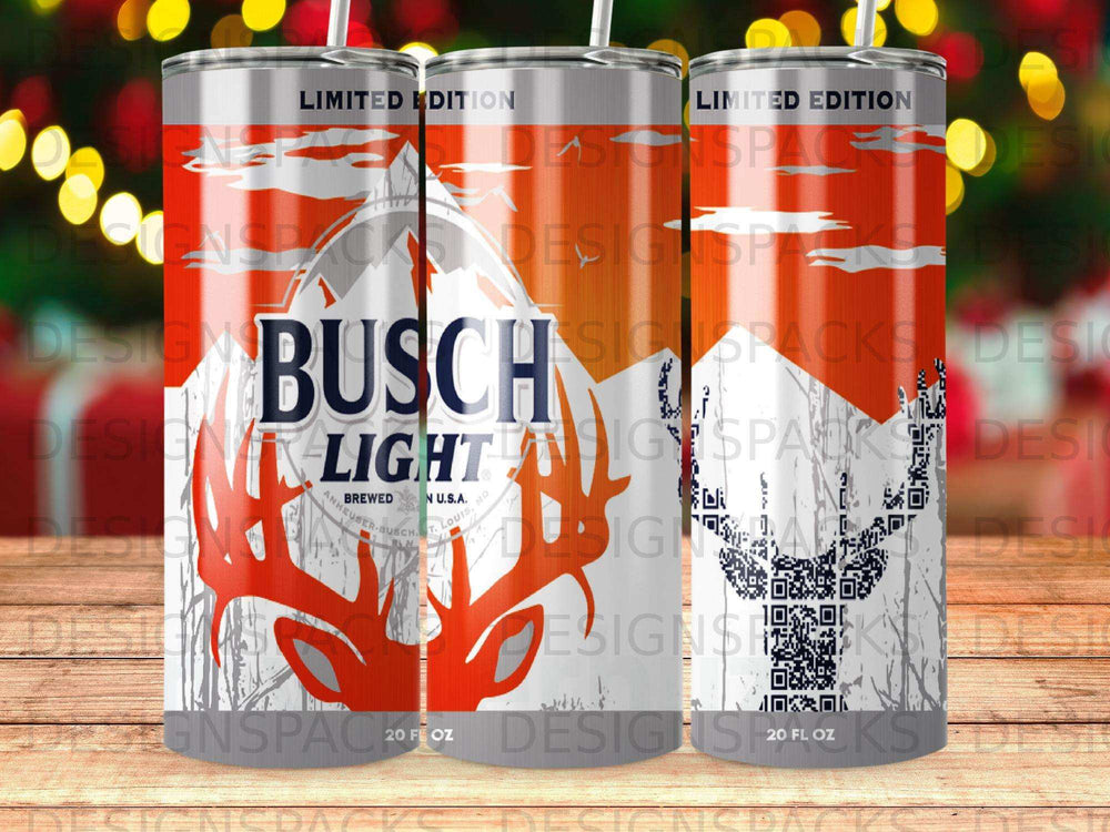 Busch Light limited edition tumbler with deer graphic and text.