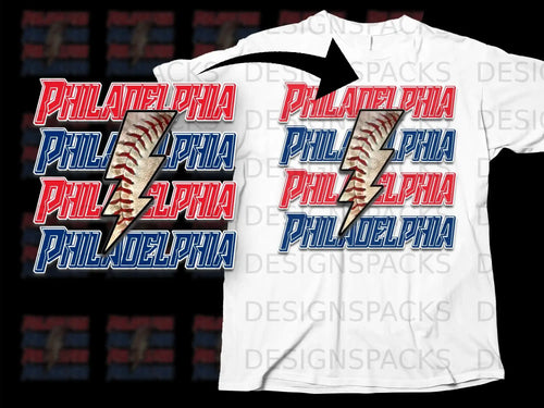Philadelphia Baseball and Lightning Bolt T-Shirt