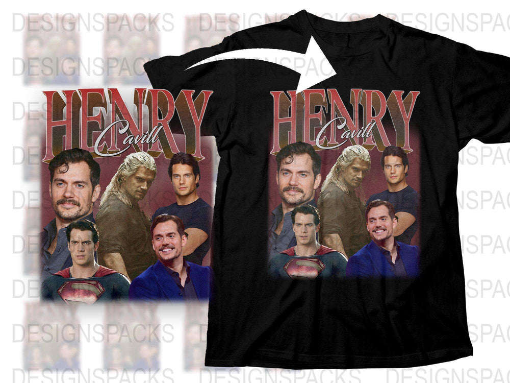 Henry Cavill Fan T-Shirt, Multiple Portraits Graphic Tee, Actor Tribute Apparel, Collectible Unisex Fashion Shirt