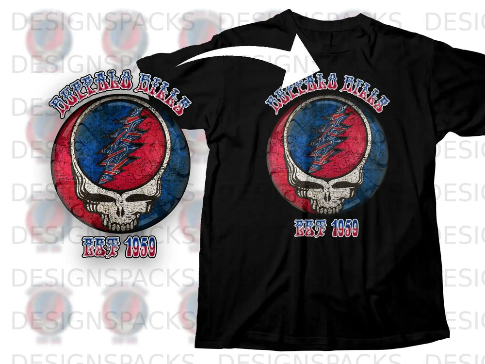 Buffalo Bills Est 1959 Skull and Lightning Design Shirt