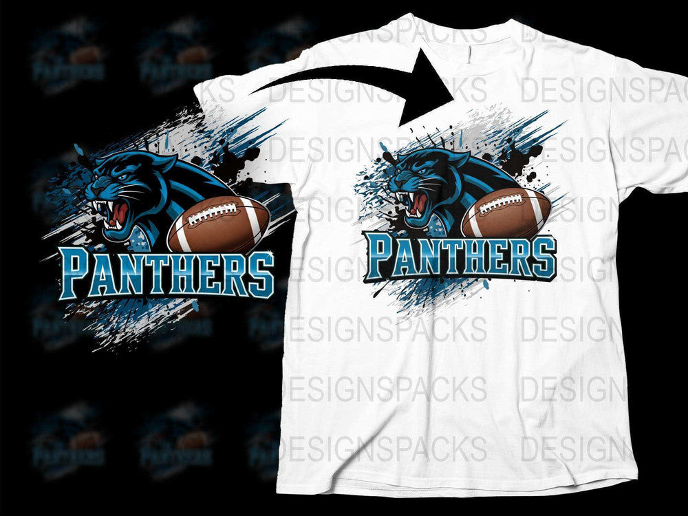 Panthers Graphic T-Shirt, Sports Team Mascot, Football Design, Blue and White Tee, Unisex Casual Wear, Athletic Apparel