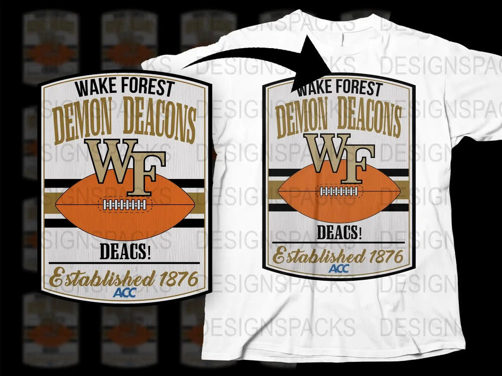 Wake Forest Demon Deacons T-Shirt, Vintage College Football Tee, ACC Sports Fan Gear, Established 1876 Graphic Shirt