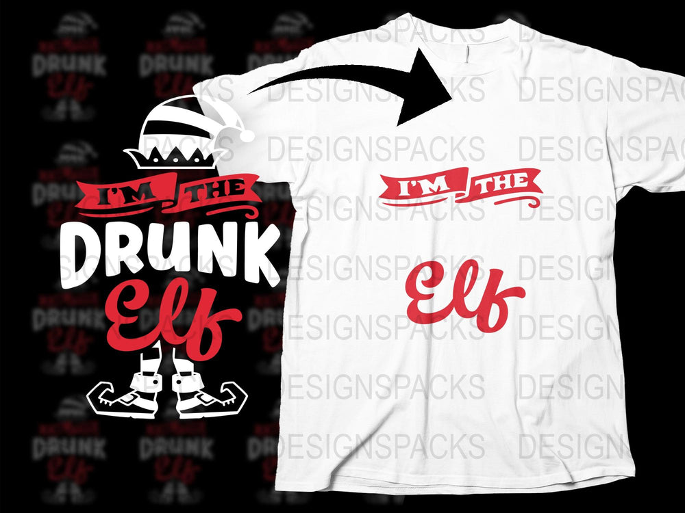Funny Christmas T-Shirt I'm The Drunk Elf Holiday Party Tee Gift Idea for Friends