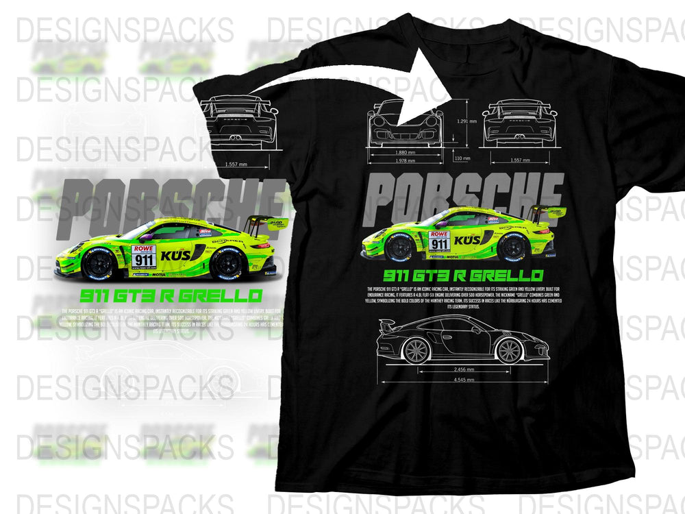 Porsche 911 GT3 R Team Manthey Racing Inspired Graphic T-Shirt, Motorsport Car Fan Apparel, Racing Event Casual Wear.