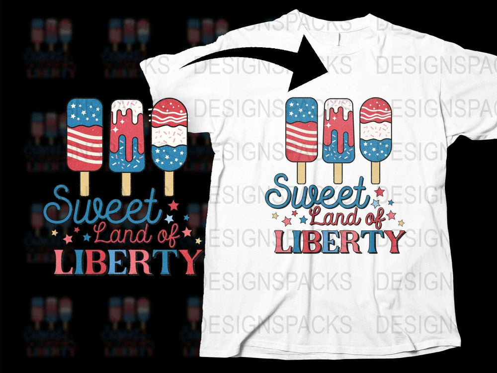 Patriotic Popsicle T-Shirt, Fourth of July Tee, Sweet Land of Liberty Top, American Flag Apparel