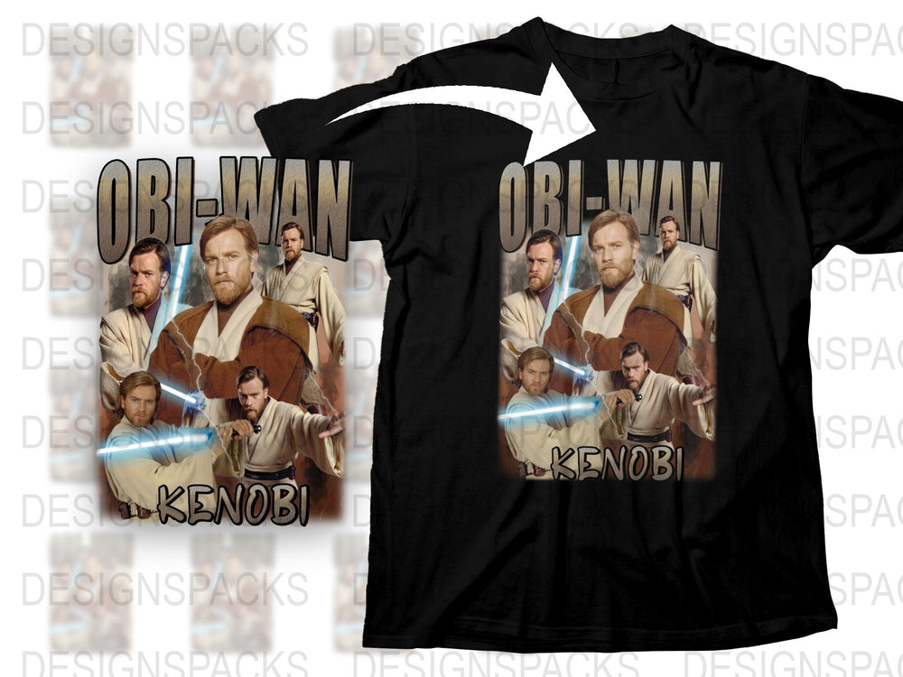 Obi-Wan Kenobi Graphic T-Shirt, Star Wars Character Tee, Jedi Master Print, Sci-Fi Movie Shirt, Unique Gift for Fans