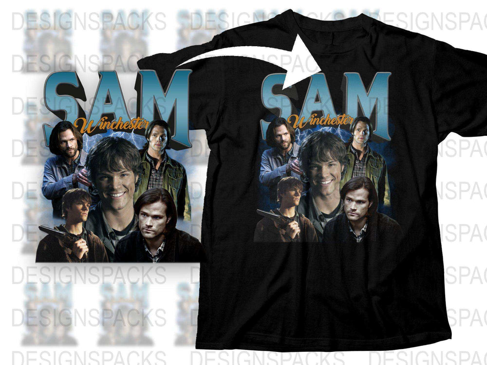 Supernatural Sam Winchester Fan T-Shirt, TV Show Graphic Tee, Unisex Black Cotton Shirt, Gift for Fans