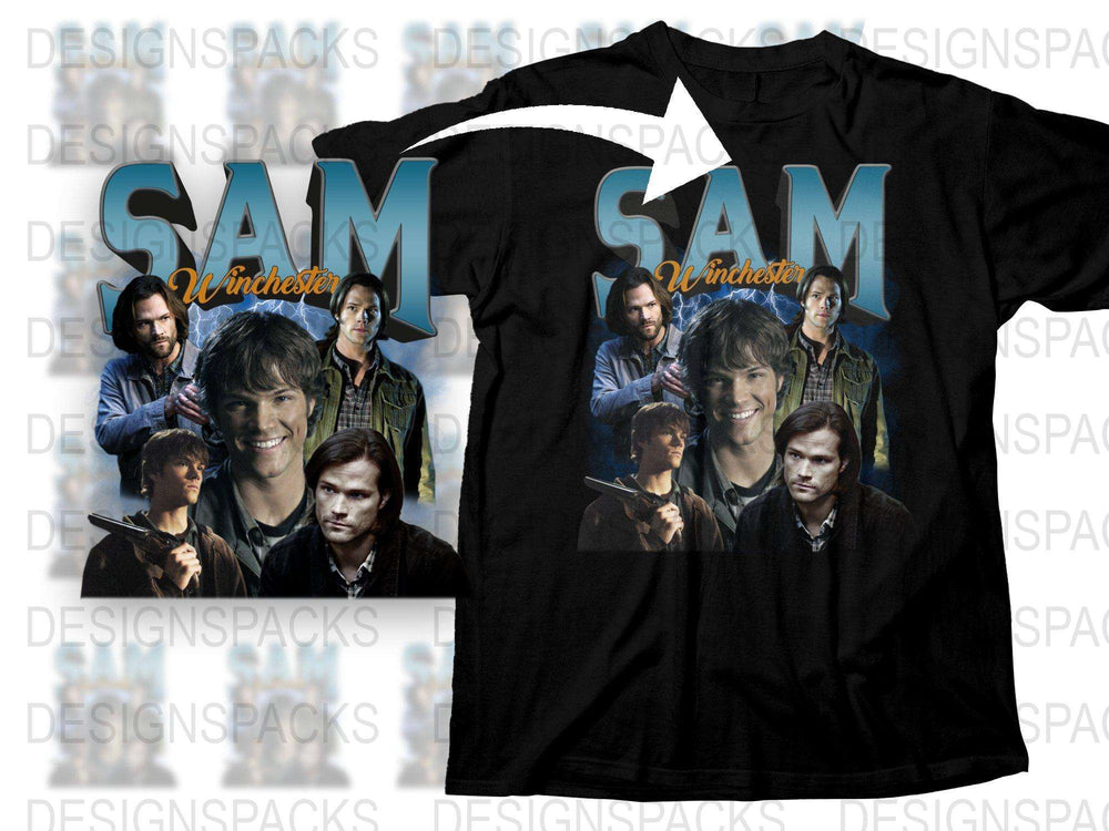Supernatural Sam Winchester Fan T-Shirt, TV Show Graphic Tee, Unisex Black Cotton Shirt, Gift for Fans