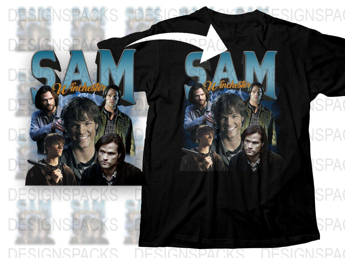 Supernatural Sam Winchester Fan T-Shirt, TV Show Graphic Tee, Unisex Black Cotton Shirt, Gift for Fans