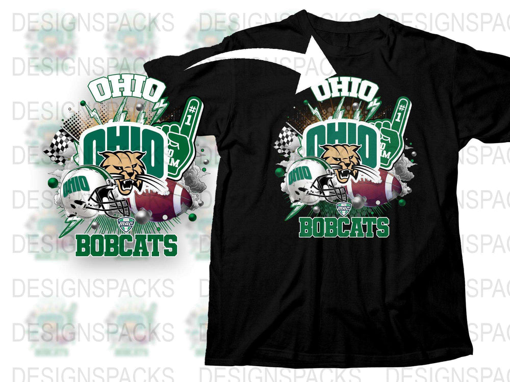 Ohio Bobcats T-Shirt, College Football Graphic Tee, School Spirit Black Shirt, Sports Fan Apparel, Gift for Students