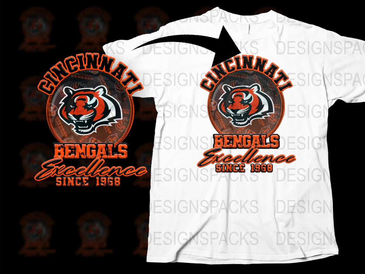 Cincinnati Bengals T-Shirt Excellence Since 1958 NFL Sports Fan Apparel White Tee