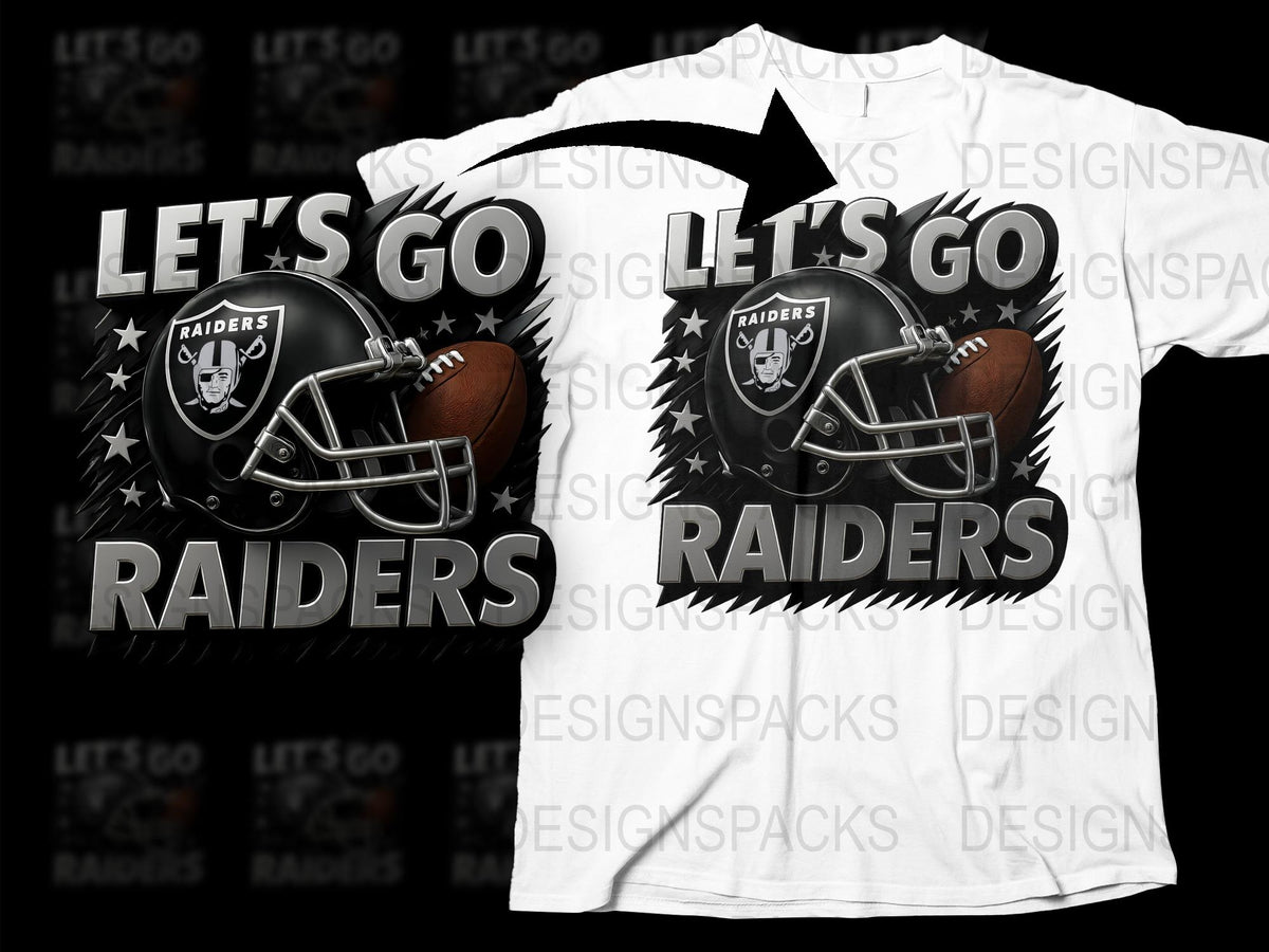 Let's Go Raiders T-Shirt, Football Fan Apparel, Sports Team Graphic Tee, Unisex White Shirt