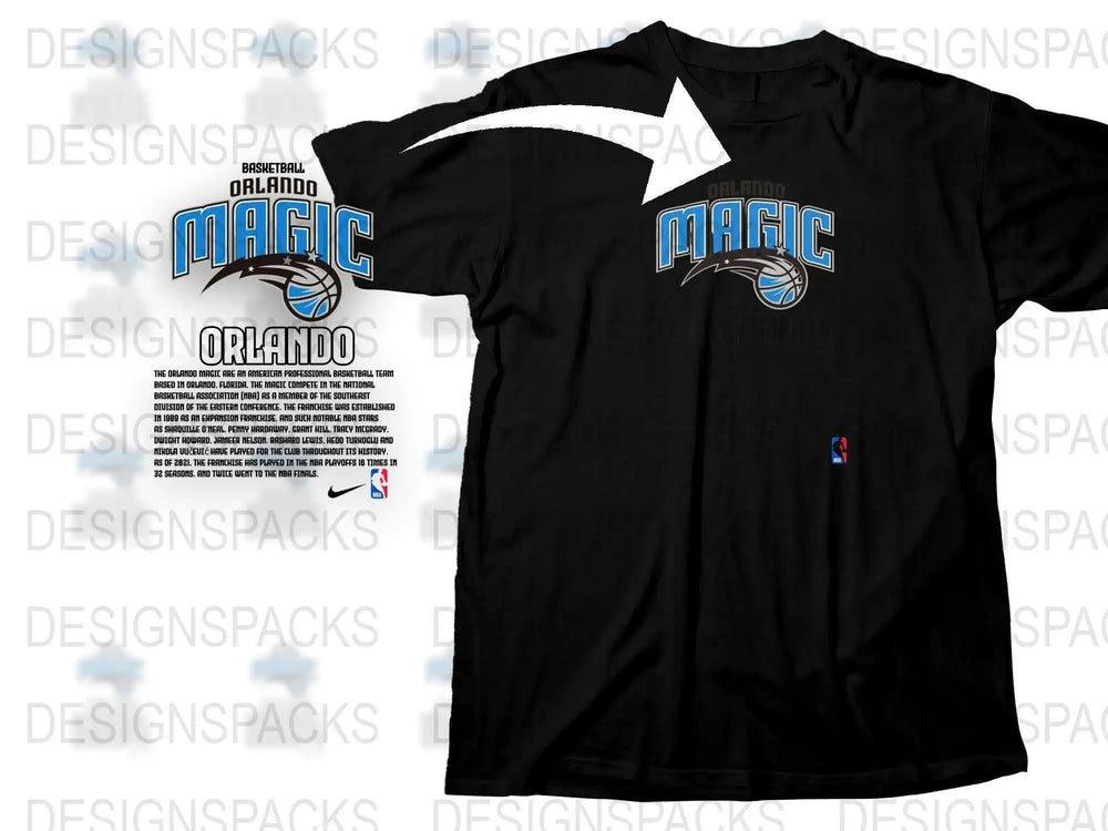 Vintage Orlando Magic T-Shirt, NBA Basketball Team, Classic Logo, Men's Black Tee, Sports Apparel, Collectible Fan Gear
