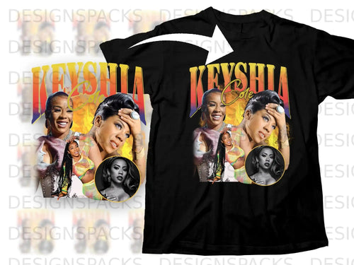 Black t-shirt with graphic of Keyshia Cole and 
