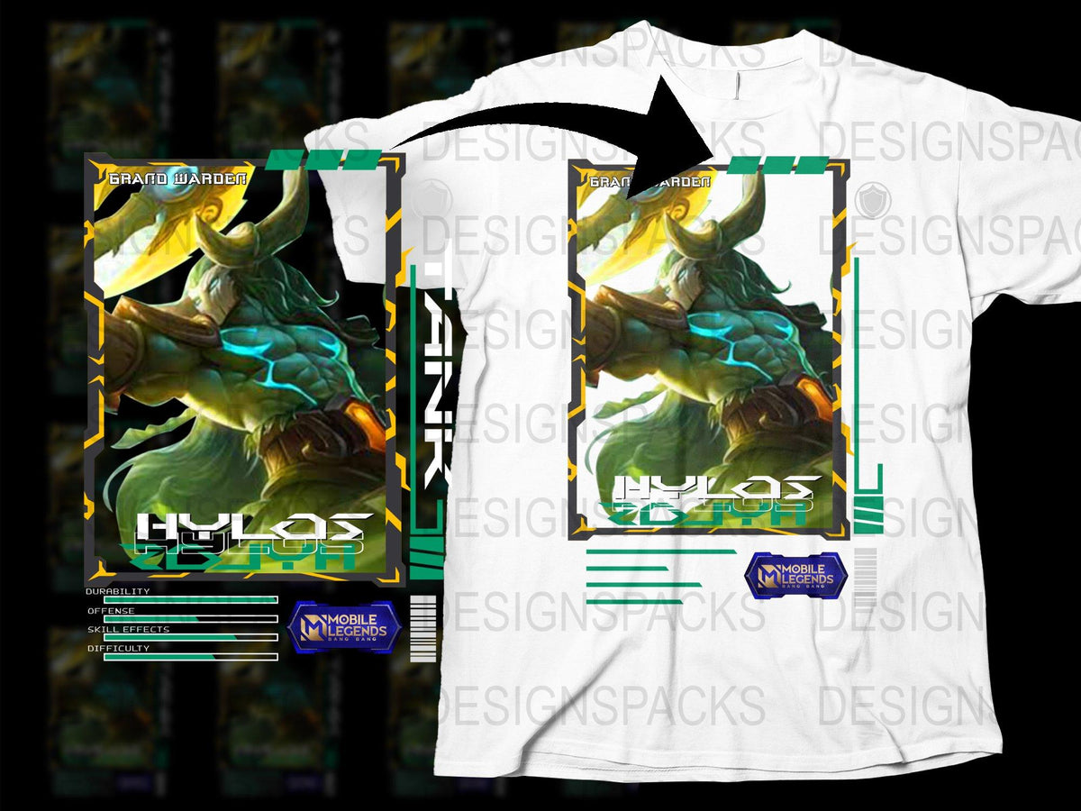 Mobile Legends Hylos Jungle Warrior Graphic T-Shirt, Fantasy Game Inspired Tee, Men's Fashion, Gaming Merchandise, Unique Design Shirt