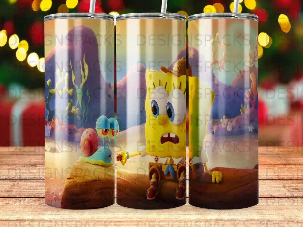 SpongeBob SquarePants and Gary the snail characters on a tumbler.