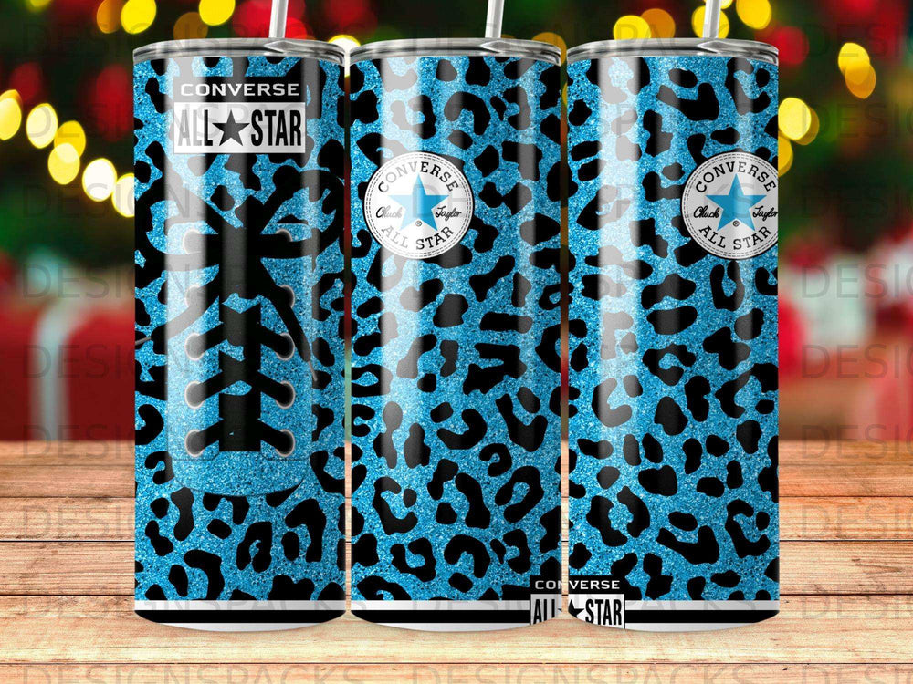 Converse All Star Blue Glitter Leopard Spots Tumbler product type