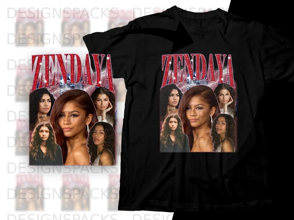 Zendaya collage t-shirt design with multiple portraits.
