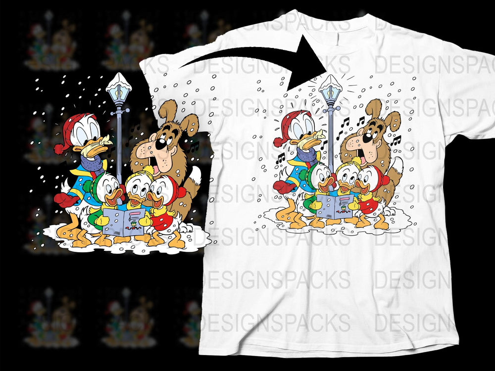 Kids Cartoon Character T-Shirt, Classic Duck and Dog Graphic Tee, Cute Animal Shirt for Children, Unisex White Top