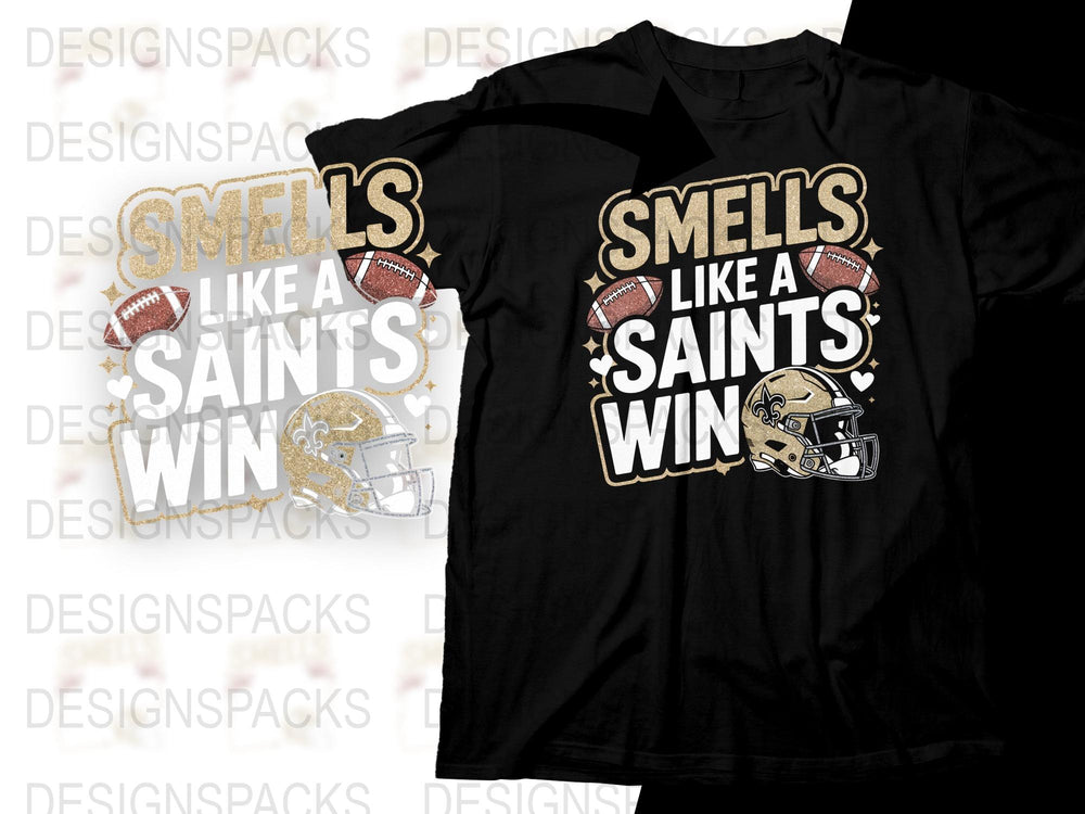 'Smells Like a Saints Win' Football Fan T-Shirt, Vintage Sports Tee, Unisex Graphic Shirt for Game Day