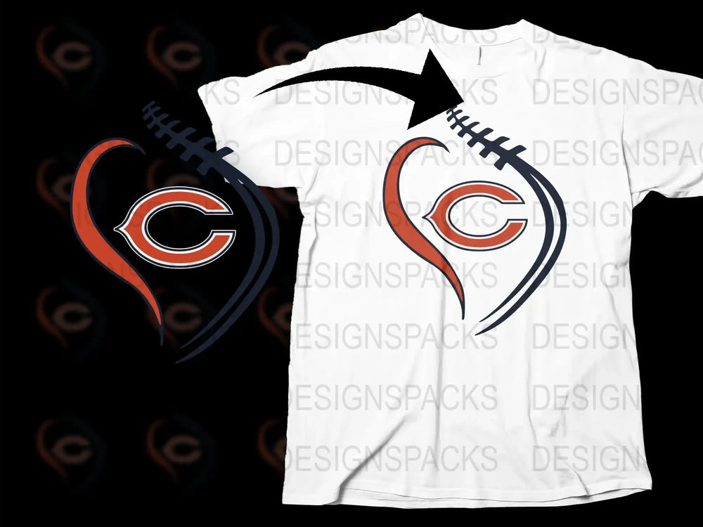 Split Heart NFL Team T-shirt, Chicago Bears Kansas City Chiefs, Sports Fan Apparel, Gift Idea