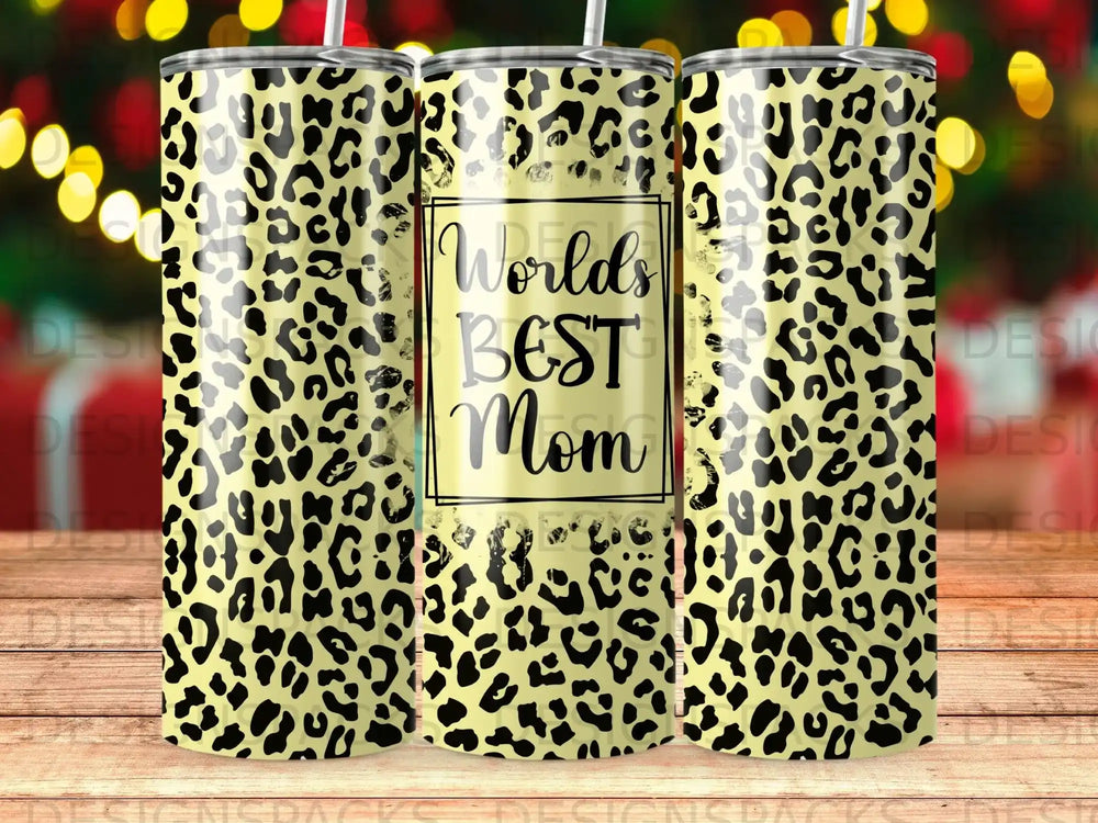Leopard Print Worlds BEST Mom Yellow Black Tumbler product type