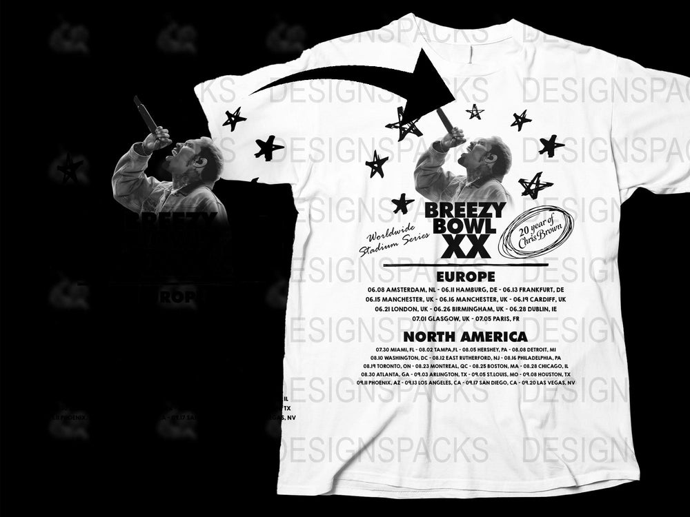 Vintage Concert T-Shirt, Breezy Bowl XX Graphic Tee, Unisex White Shirt with Music Icons, Retro Band Merchandise