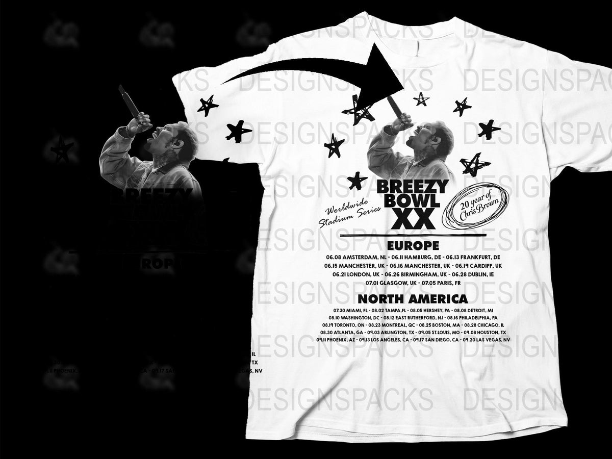 Vintage Concert T-Shirt, Breezy Bowl XX Graphic Tee, Unisex White Shirt with Music Icons, Retro Band Merchandise