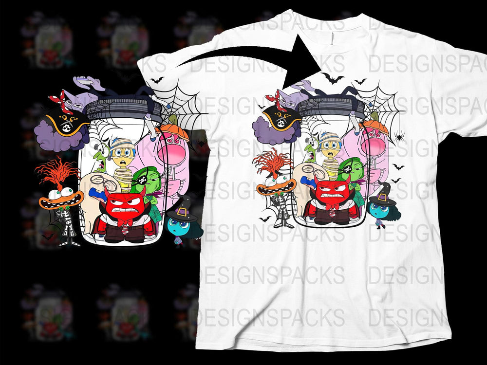 Fun Halloween T-Shirt with Cartoon Monsters and Spooky Graphics, Unisex Kid's Clothing