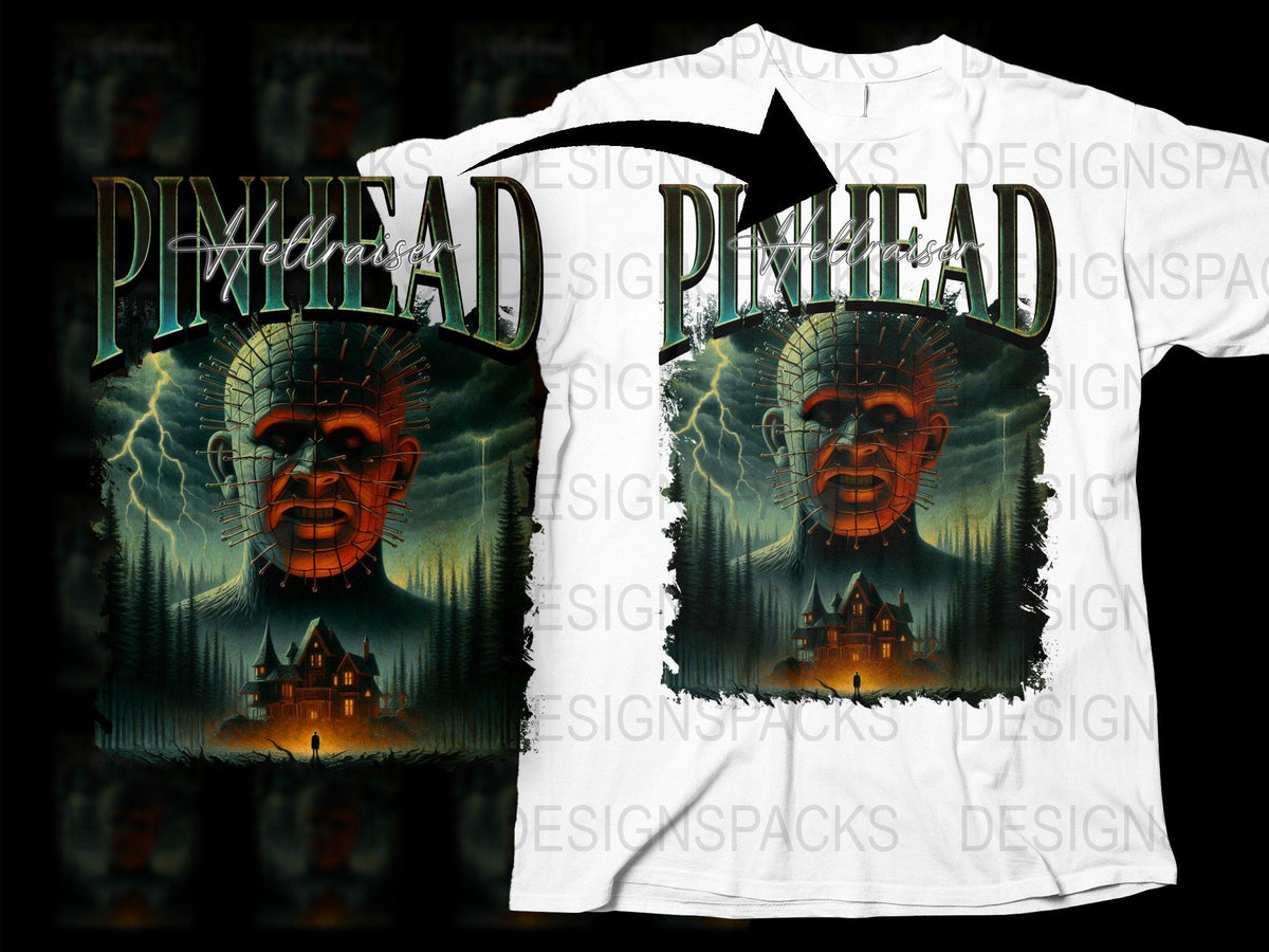 Pinhead Horror Movie Graphic T-Shirt, Classic Film Character Tee, Vintage Style Unisex Cotton Shirt