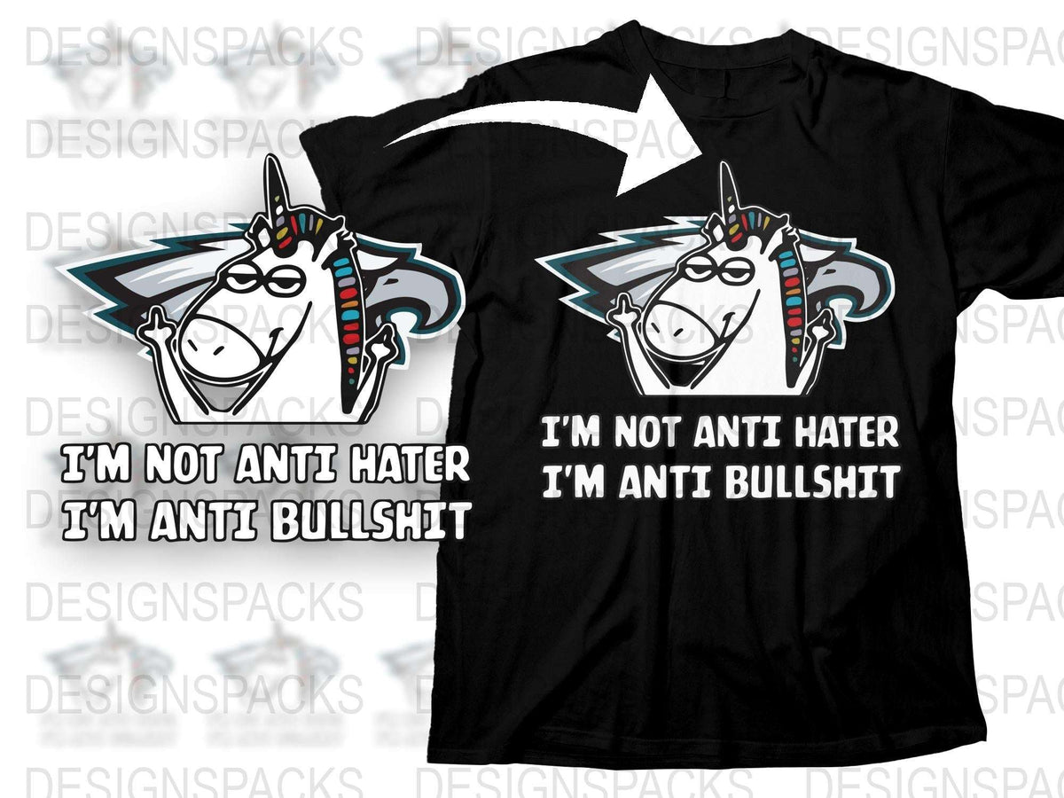 Anti Bullshit Unicorn T-Shirt, Funny Sarcastic Quote Tee, Graphic Black Shirt, Unique Hipster Clothing, Casual Streetwear Style