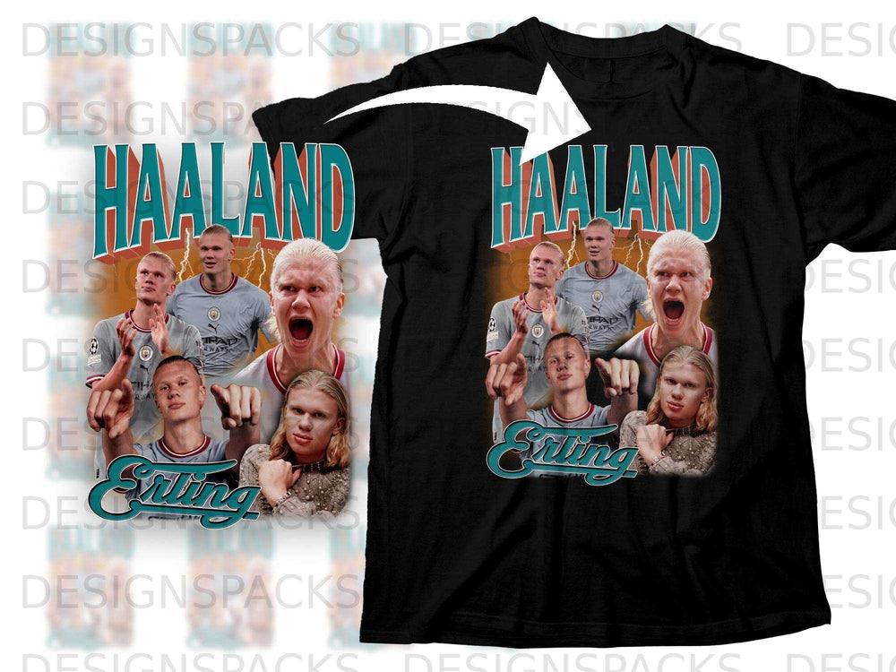 T-shirt with Erling Haaland graphic and "HAALAND Erling" text.