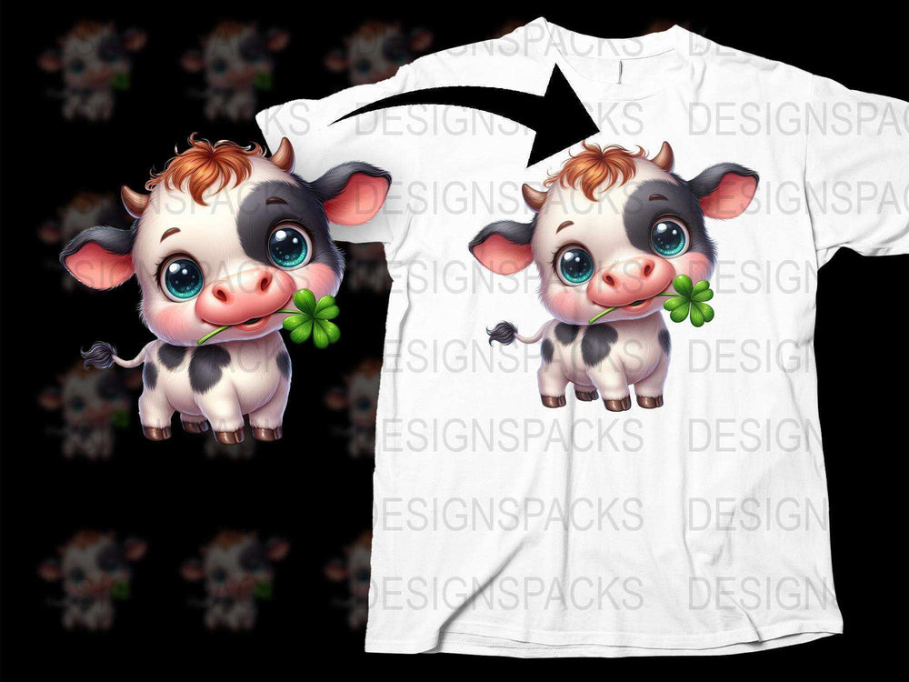 Cute Cartoon Cow T-Shirt, Kids Animal Graphic Tee, Unisex Casual Outfit, Playful Print Top