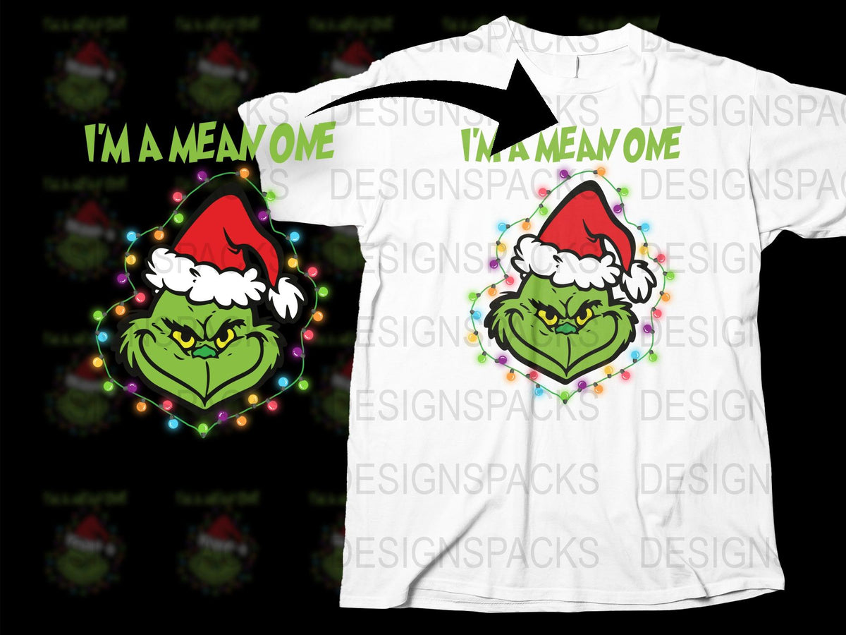 I'm A Mean One Grinch Face Christmas T-Shirt, Holiday Light Festive Tee, Unisex Christmas Apparel, Gift Idea