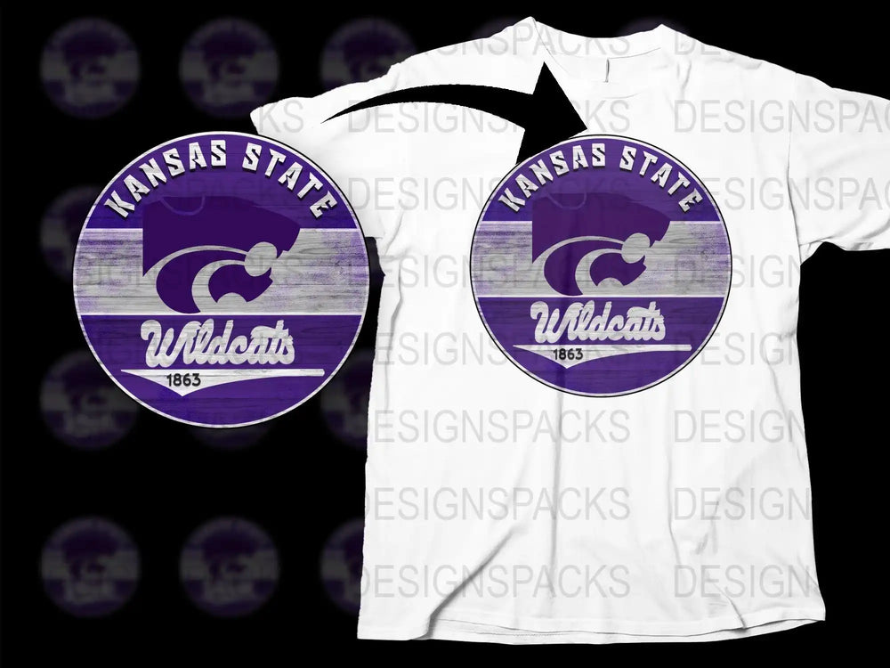 Kansas State Wildcats T-Shirt, Vintage Logo 1863, College Sports Fan, Purple and White Tee