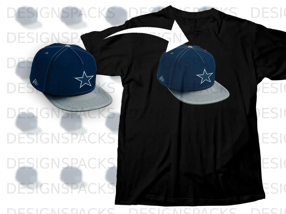 Blue Star Hat on Black Shirt Combination Design Product