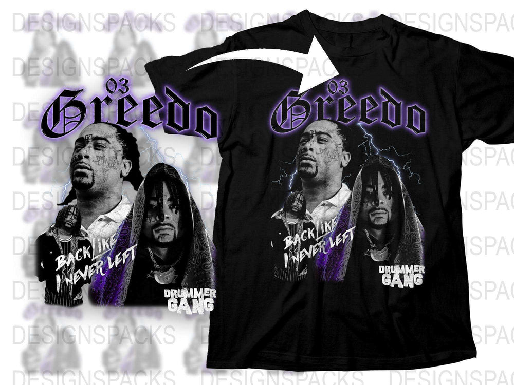 Greedo 03 Music Band T-Shirt, Black Concert Tee, Drummer Gang Graphic, Urban Hip-Hop Style Apparel